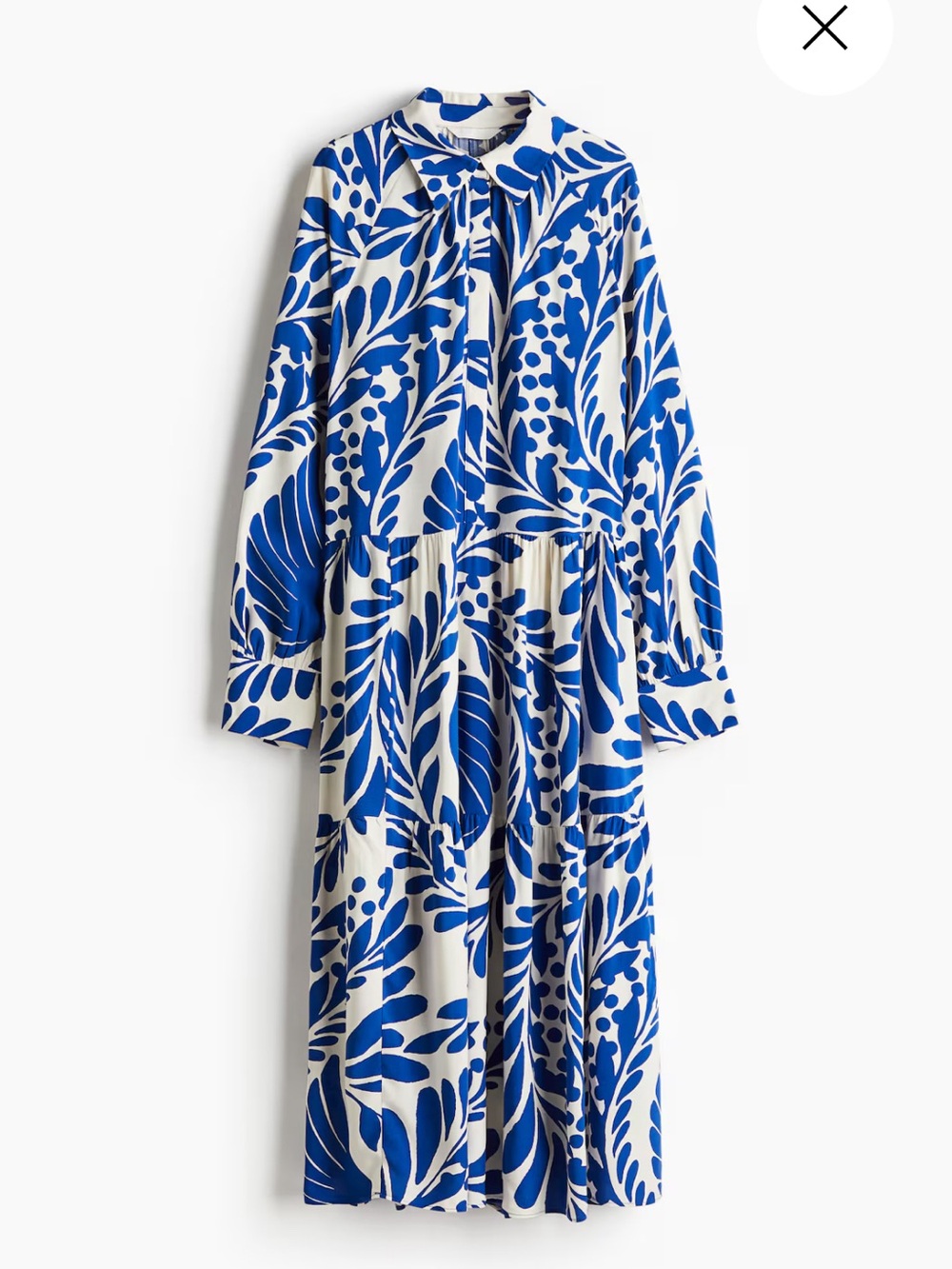 New H&M Botanical dopamine print Maxi viscose Dress indigo blue lightweight